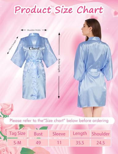 Image of 8 Pcs Bridesmaid Robe Sets Bride Silk Satin Robes Bridal Party Robes Short Getting Ready Outfits Wedding Sleepwear