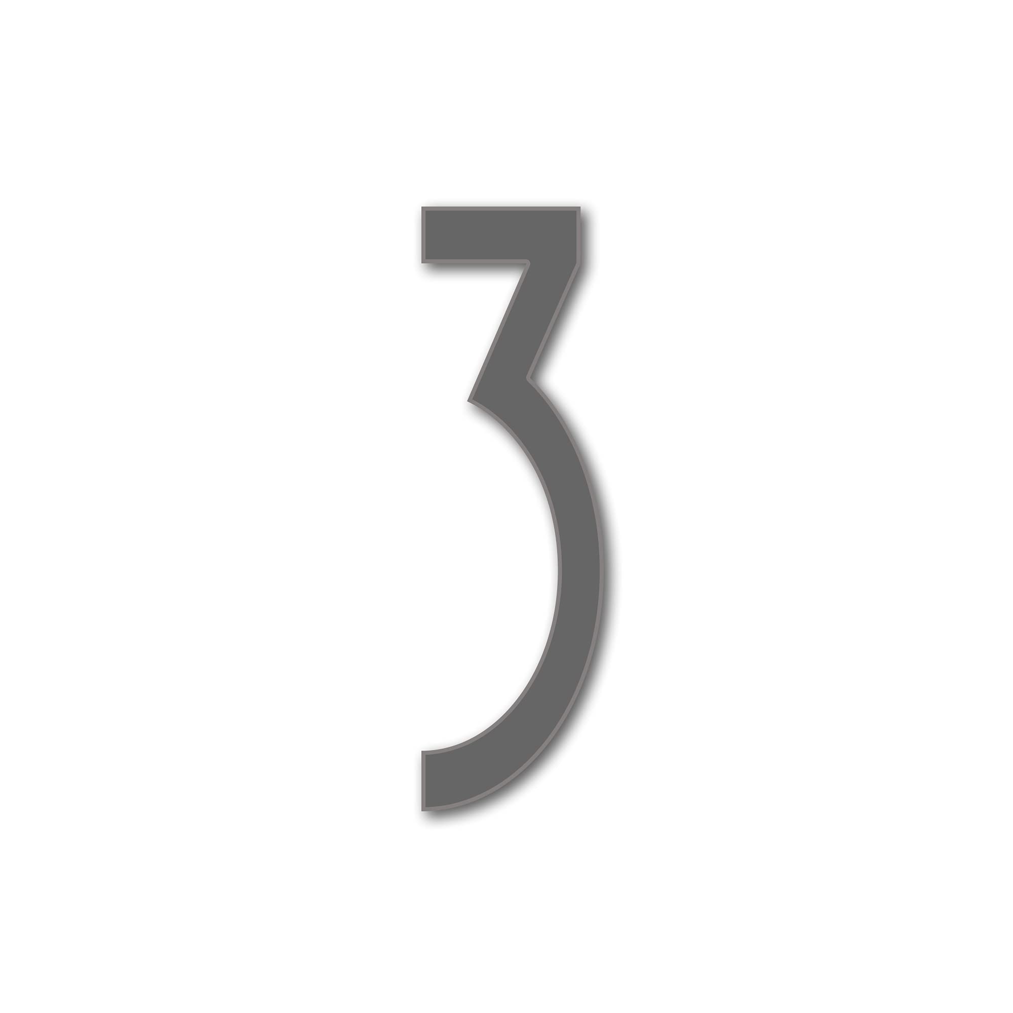 House Number 3 AVENIDA Door Numbers in 3 Sizes (15, 20, 25cm / 5.9, 7.8, 9.8in) Modern Floating House Number Acrylic incl. Fixings, Colour:Anthracite, Size:15cm / 5.9'' / 150mm