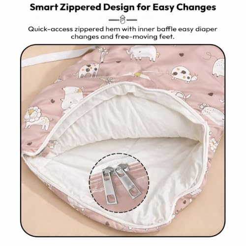 Image of VoiDrop Baby Swaddle Wrap for Newborn 0 to 9 Months, Baby Sleeping Bag for new Born with Hood, Cotton Swaddle for All Season (Animal Print-Pink)