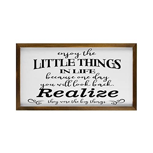 Plaque décorative en bois rustique avec citation inspirante sur le bonheur quotidien
