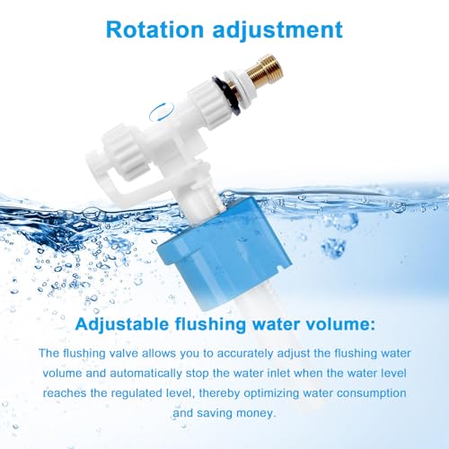 Spülkasten WC Füllventil, Universal Spülkasten Ersatzteile, G1/2 Messing Anschluß, Spülwassermenge regulierbar, Effizient, Kunststoff, Wasserersparnis