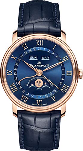 Blancpain Villeret Classic Quantième Complet Rose Gold, Blue Sunburst Dial 6654-3640-55B