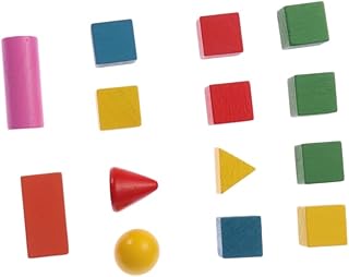 SAFIGLE 14 Peças Blocos De Construção Para Crianças Blocos De Construção De Geometria De Madeira Brinquedos Educativos Tridimensionais Blocos De Construção Coloridos Ferramenta De Madeira