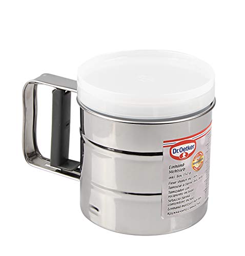 Foto von Dr. Oetker Einhand-Mehlsieb Edelstahl, Handsieb, inklusive Aufbewahrungsbox, Profi-Küchensieb, Menge: 1 Stück