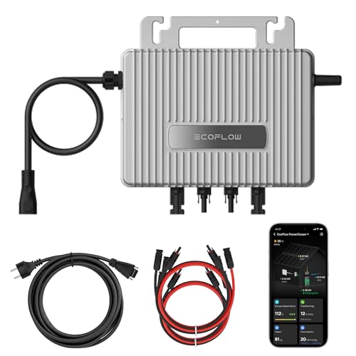 EcoFlow Mikro-Wechselrichter 800 W EFStreamMI800W für Balkonkraftwerk, IP67 wetterfest, Plug&Play Installation, 2 MPPT, Bluetooth & WIFI, inkl. 5m...