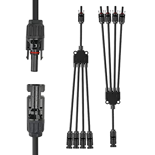 Rhein Beleuchtung Solar Kabel Y Solarstecker Verteiler Buchse, Solar Panel Kabelverbinder, Photovoltaik Steckverbinder Parallelverbinder für Solarpanel (1 paar) Cover