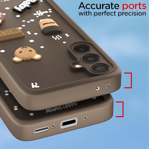 Image of Pikkme Back Cover for Samsung Galaxy A36 5G | Cute Fun Cartoon 3D Bear Silicone Full Body Protection Bumper Case (Brown)