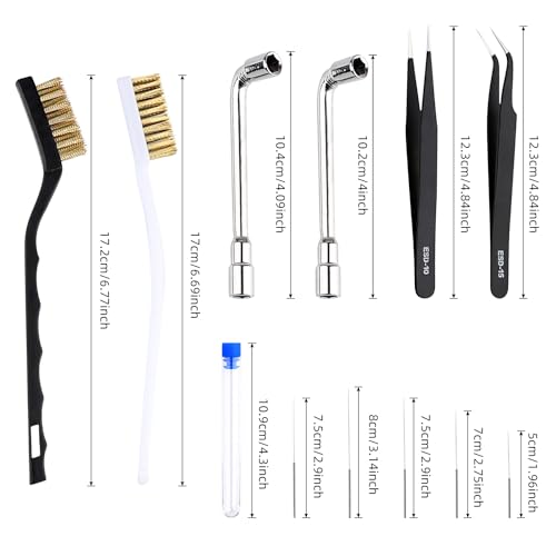 26Pcs 3D Printer Nozzle Wrench Maintenance Kit, Includes 20 Cleaning Pins with Storage Case, 2 Tweezers, 2 Copper Wire Brushes, 2 L-Shaped Wrench Tools, a Repair Accessory for 3D Printers