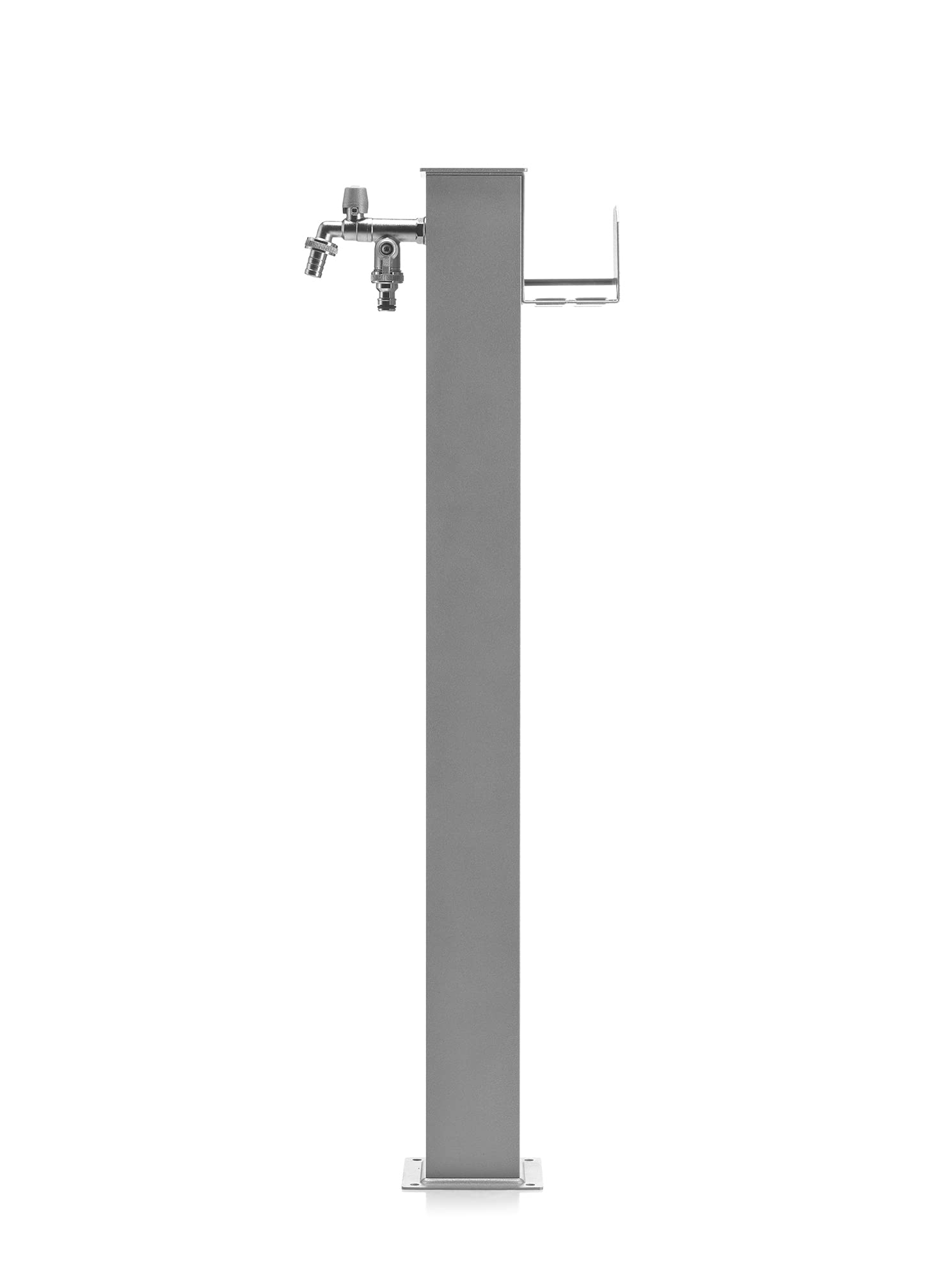 BelFer 42QRR Fontana da Giardino Struttura Quadrata in Acciaio Alluminio con Porta Gomma Doppio Rubinetto in Ottone Colore Alluminio
