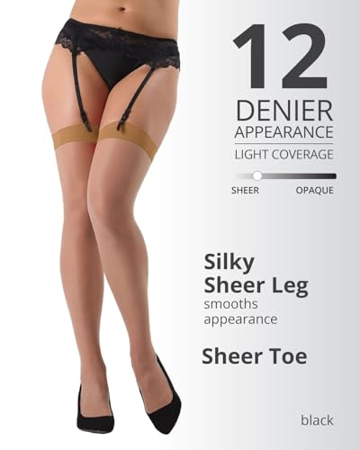 Image of MeMoi Plus Backseam Thigh High Stockings for Women, Comfortable Sheer Thigh High Stockings - Sizes Small - Q2
