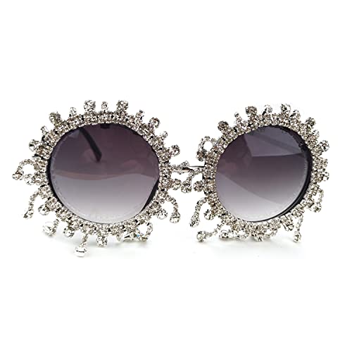 willochra round Rhinestone Sunglasses Women Fashion Diamond bling party Sun Glasses Crystal Shades3