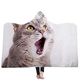 Wenasi Hooded Blanket Cute Cat Printed Wearable Blanket for Kids Teens Men Women Super Soft Sherpa...