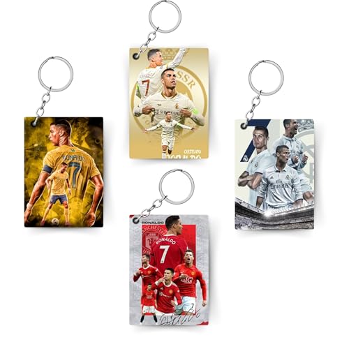 ADRAIL STORE ( Pack of 4 Ronaldo Printed Keychain For Bike, Scooty, Car, Acrylic Keyholder (CR7-4)