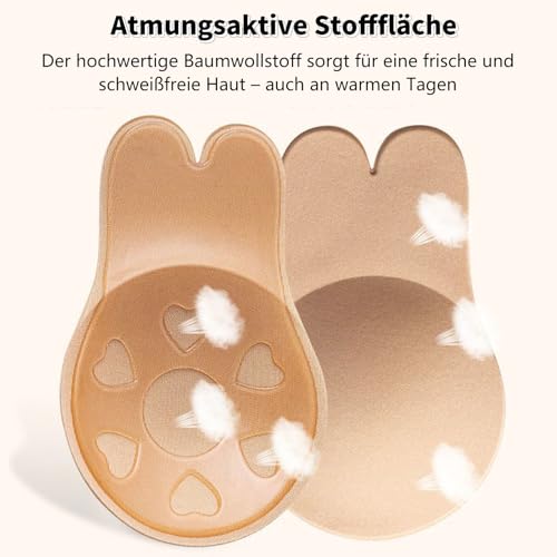 Unsichtbarer Klebe BH Push-Up, Rückenfrei & Trägerlos, Nacktfarbe Größe M B-Cup, Hautfreundlich Wiederverwendbarer Sticky Bra für Damen, Ideal Passend Zu Hochzeitskleid, Abendkleid Und Festlicher