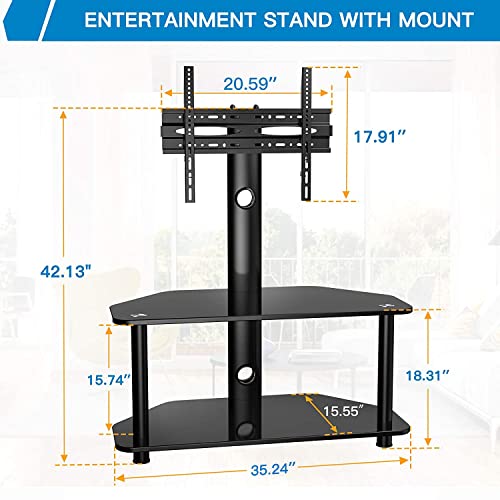 Swivel Floor Tv Stand/Base For 32-55, 65 Inch Tvs-Universal Corner Tv Stand Mount With Storage Perfect For Media-Height Adjustable Entertainment Stand With Cable Management, Vesa 600X400Mm, Psfs03 #TOP6