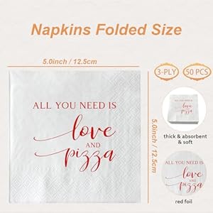 50 Pcs Wedding Napkins Red Foil "All You Need is Love and Pizza" Paper Cocktail Napkins Bar Berverage Napkins for Engagement Rehearsal Dinner Luncheon Dinner Party Decorations 3-Ply 50 Pcs Wedding Napkins Red Foil All You Need is Love and Pizza Paper Cocktail Napkins Bar Berverage Napkins for Engagement Rehearsal Dinner Luncheon Dinner Party Decorations 3 Ply
