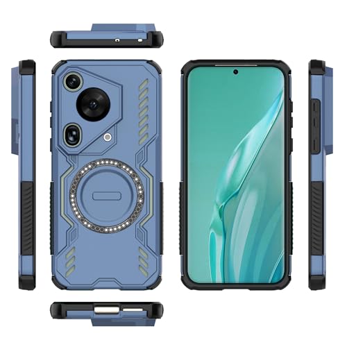Pełna osłona zawiasu Kompatybilny z Huawei P70 Ultra Full Body Wytrzymały, odporny na wstrząsy, twardy, cienki, solidny, z obsługą ładowania bezprzewodowego Ochronne etui na telefon(Blu)