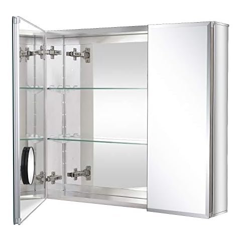 Fundin Bathroom Mirror Medicine Cabinet with 5X Magnifying Makeup Mirror Cover