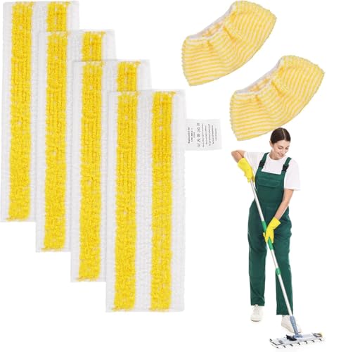 Tiusixsy 6 Pezzi Panni per Scopa a Vapore, Ricambio in Microfibra Set di Accessori, Karcher EasyFix SC1, SC2, SC3, SC4, SC5 Scopa, er Tutti i Tipi di Terreno