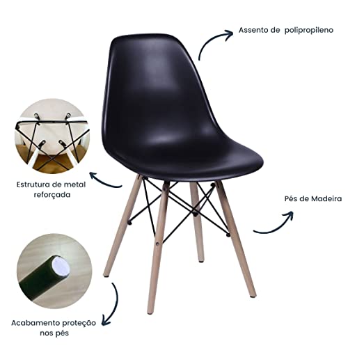 Kit 2 Cadeiras Charles Eames Leda Eiffel Poltrona Wood Design Decorativa Ergonômica Sala de Jantar C