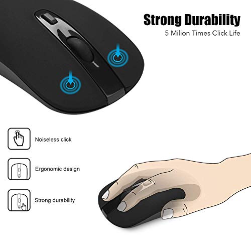 Image of cimetech Wireless Mouse, 2.4G Slim Cordless Mouse Less Noise for Laptop Ergonomic Optical with Nano Receiver USB Mouse for Laptop, Deskbtop, MacBook (Black)