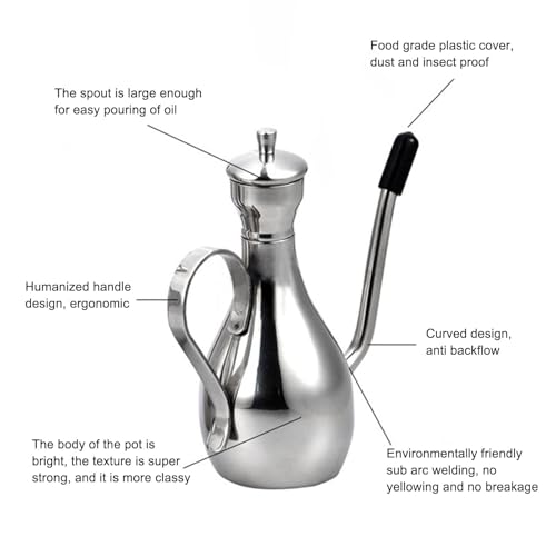 EVGATSAUTO Stainless Steel Oil Bottle, Stainless Steel Olive Oil Dispenser Easy To For Home Kitchen (350ML) by EVGATSAUTO - Image 6