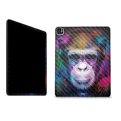Image of MightySkins Carbon Fiber Skin Compatible with Apple iPad Pro 12.9 inch M2 6th Gen (2022) Full Wrap Kit - Neon Monkey | Protective, Durable Textured Carbon Fiber Finish | Easy to Apply | Made in The USA