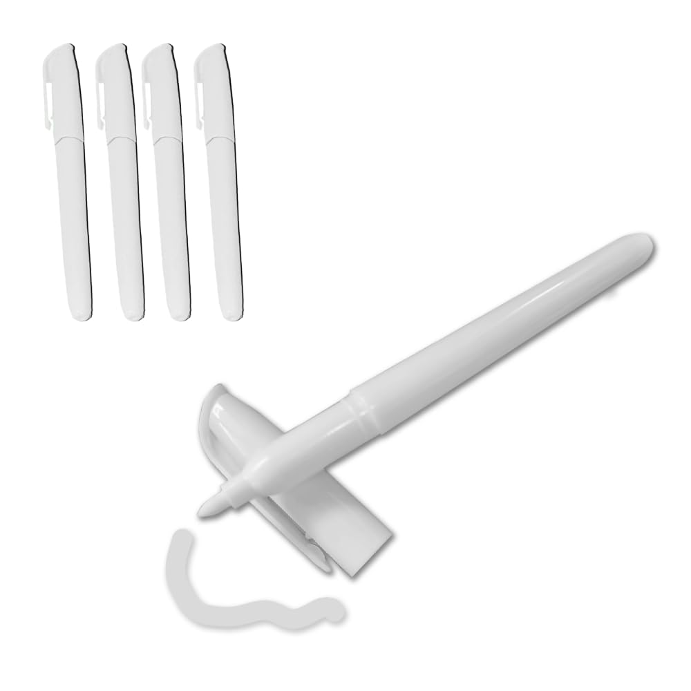 StarDotHash® White Chalk Markers Set of 4 Markers 6mm, Blackboard Pen, Bistro, Glass, Signs, Dustless Erasable White Board Pens, Reversible Bullet & Chisel Nib, Kids Safe Marker