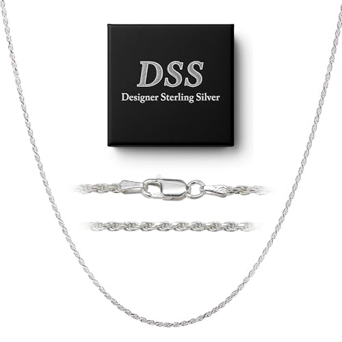 DSS 925 Sterling Silver Necklace for Women, Rope Chain 2.5mm, Lobster Claw Clasps, Sterling Silver Chain, Italian Jewelry for Women, 16in - 36in
