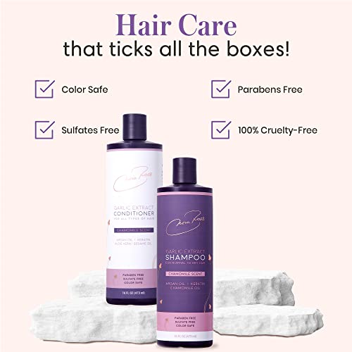 Nora Ross Garlic Shampoo & Conditioner For Normal To Dry Hair With Pleasant Chamomile Scent, Hair Thickening & Volumizing Shampoo, Clarifying Shampoo For Build Up With Keratin, Aloe Vera, Argan Oil & Wheat Amino Acids, 16 Oz #TOP3