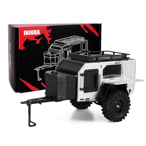 INJORA Off-Road Camping Trailer for 1/18 1/24 RC Crawlers TRX4M SCX24 Upgrade(Silver)