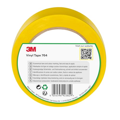 3M Cinta de Vinilo 764, Amarilla, 50 mm x 33 m