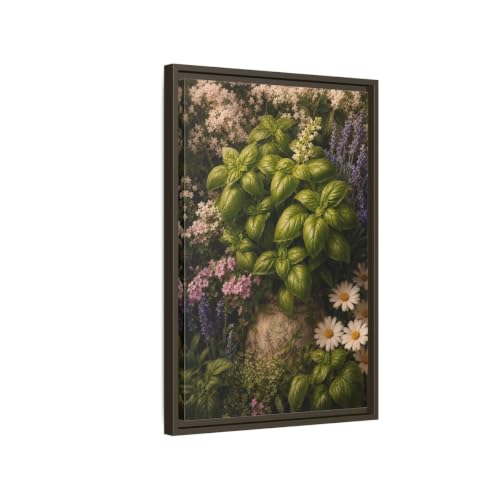 Toile botanique basilic vert pour rafraîchir une cuisine sombre