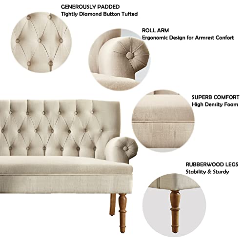 Rosevera Hermosa Para Sala Love Seats Furniture Sofa In A Box Long Couches For Living Room Settee Loveseat, Standard, Pearl Beige #TOP3