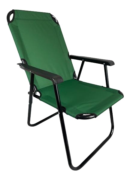 Hampton & Stewart 1/2 Folding Camping Deck High Back Chair Garden Lawn Patio Spring Foldable Seat (1, Green)