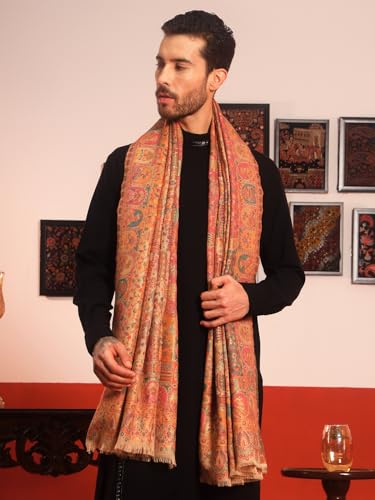 Image of Pashmoda Men Zewar Fine Wool Kaani Shawl, Authentic Kashmiri Luxury Pashmina Style Shawl, Stole, Medium Gents Lohi, Size (40x80 Inches)