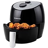 OVENTE Compact Air Fryer for Healthy and Oilless Cooking, 3.2 Qt Nonstick & Dishwasher Safe Basket, 1300W Electric Cooker w/ Adjustable Temperature Control, 30Min Timer & Auto Shutoff, Black FAM11320B