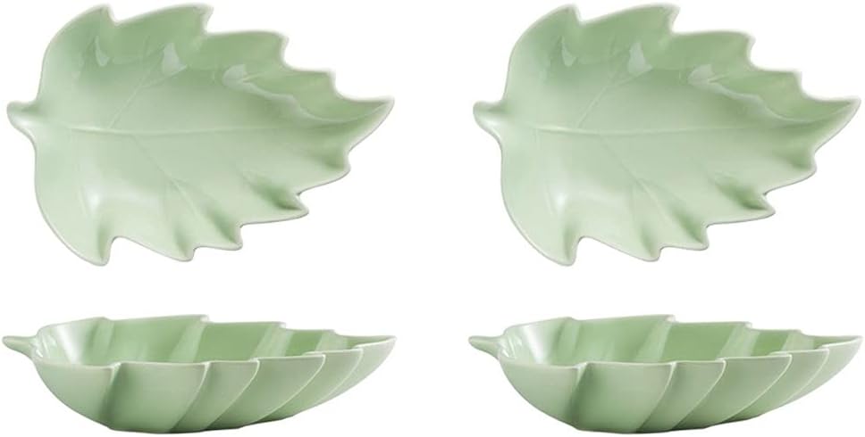 Seasoning dish 2 Pack Leaf Shape Sauce Dish Ceramic Soy Sauce Dishes Appetizer Plate Condiment Sauce Dipping Bowls for Salad Dessert Snack Appetizer or Serving Seasoning Tapas Trays (Color : Pink) (G