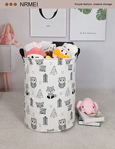 Nrmei Round Storage Basket Laundry Foldable Waterproof Coating Nursery Hamper For Living Room Bedroom And Clothes Toys(Round Pine Animal), 19.7 In H X 15.7 D Inches, Inches #TOP3