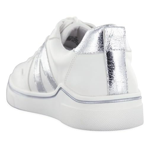 MIA Womens Alta Metallic Lace Up Sneakers Shoes Casual - Silver, White3