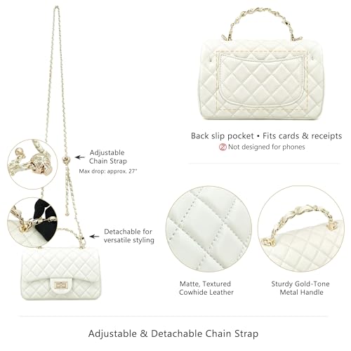 Image of M-ioi-M Small Quilted Crossbody Bags for Women,Leather Shoulder Bag with Gold Chain Strap,Metal Top Handle Flap Evening Purse