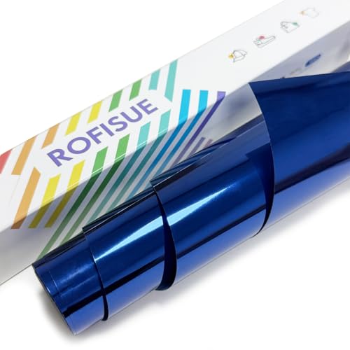 ROFISUE Sheet Metallic Foil Heat Transfer Vinyl Royal Blue 12Inch*6Ft