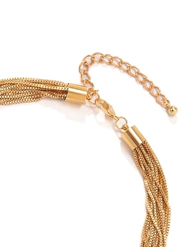 Image of Yellow Chimes Choker Necklace for Women | Fashion Gold Plated Chain Necklace | Multilayered Ball Chains Necklace for Girls | Glam Chains | Statement Necklace | Birthday Anniversary Gift for Women Wife