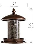 Feeder d'oiseaux métalliques pour la suspension extérieure,Feeders d'oiseau sauvage pour Cardinal, Grand toit et Plateau - 6 Port