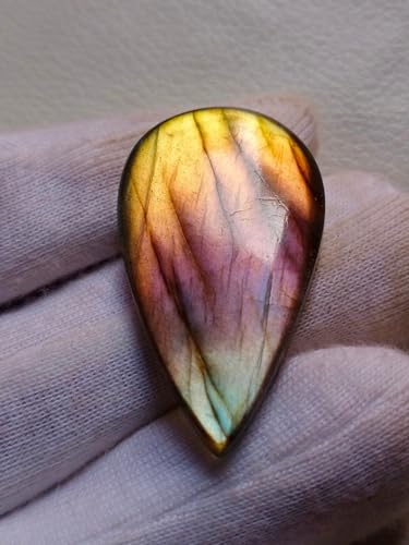 Pierre gemme labradorite naturelle taillée en poire 36mm de qualité supérieure