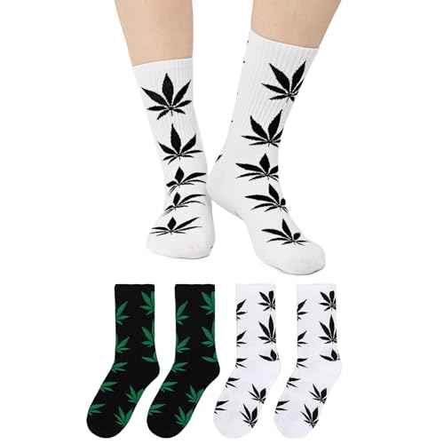 DAZCOS Unisex Maple Leaf Socks Multicolor 2 Pairs for Halloween Christmas Thanksgiving Day