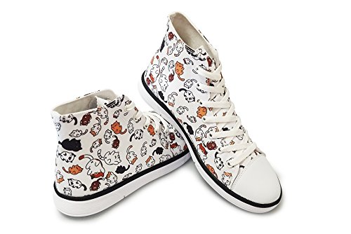 FIRST DANCE Women's Cat Printed Shoes Kitty Shoe Casual Business Work High Top Canvas Sneakers Funny Cute Shoes for Ladies4