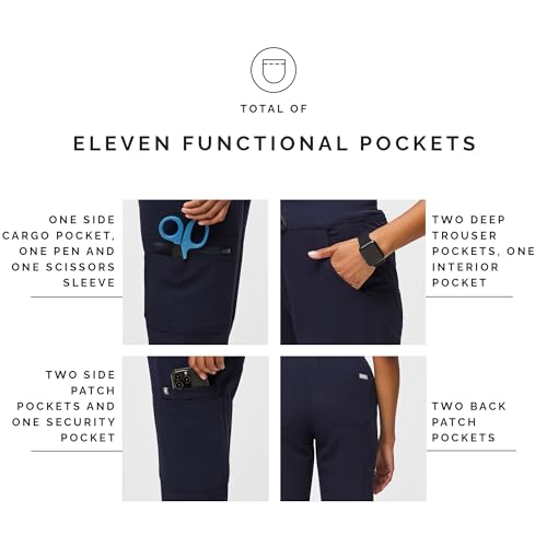 Image of FIGS YOLA High Waisted Skinny Scrub Pants for Women - 11 Pockets, 4-Way Stretch, Yoga Waistband