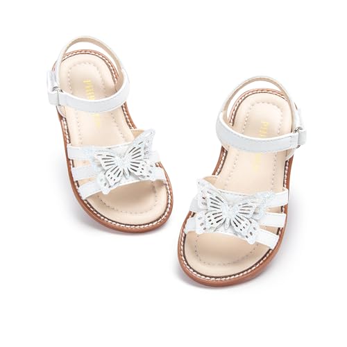 Image of PHIRAMIN Toddler Girl Sandals - Flower Girl Dress Shoes Open Toe Little Kid Flats