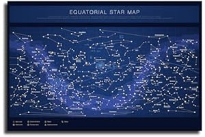 IkiCk Highly Detailed Equatorial Star Map Constellations Canvas Art Poster